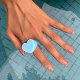 Geometric Colorful Resin Heart Ring