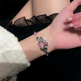 Geometric Crystal Heart Bangle Bracelet