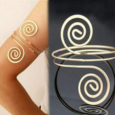 Geometric Hollow Pattern Arm Cuff - Hammered Gold Silver Tone Upper Arm Band - Statement Metal Cuff Bracelet