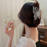 Geometric Crystal Pearl Inlaid Butterfly Chignon Claw Clip Hair Clip