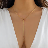 Geometric Dainty Snake Chain Y Necklace