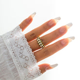 Geometric Enamel Checkered Ring