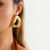 Geometric Gold Silver Tone Chunky Hoop Earrings