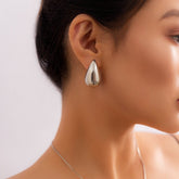 Geometric Gold Silver Tone Chunky Waterdrop Earrings