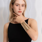 Geometric Gold Silver Tone Oversized Wrist Cuff Wrap Wide Bangle