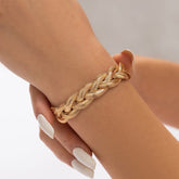 Geometric Gold Silver Tone Snake Chain Bracelet