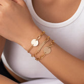 Geometric Metallic Charm Cable Chain Bracelet Set