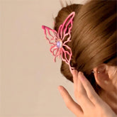 Geometric Pink Hollow Butterfly Chignon Claw Clip Hair Clip
