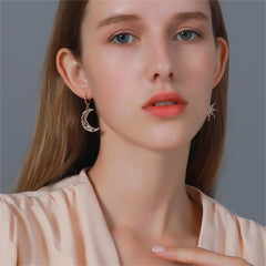 Geometric Star Moon Phase Dangle Earrings