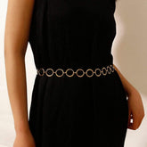 Geometrical Dainty Gold Tone Metal O Ring Infinity Waist Chain