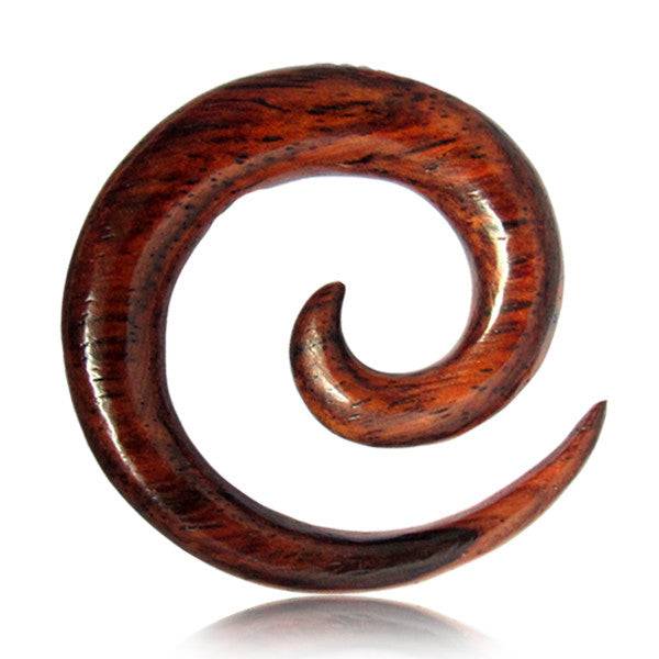 Hand Carved Narra Wood Ear Spiral Expander