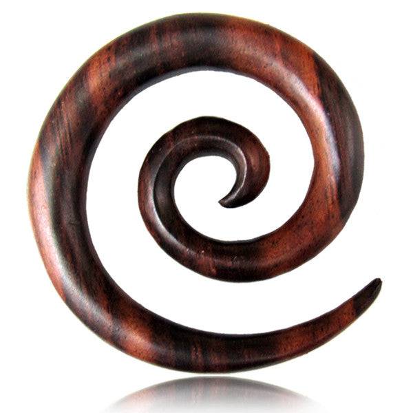 Hand Carved Narra Wood Super Ear Spiral Expander