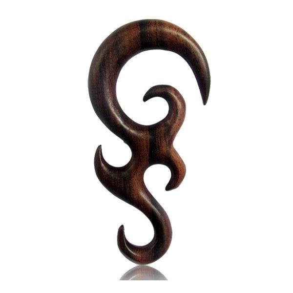 Hand Carved Narra Wood Tribal Mutli Claw Spiral Ear Expander
