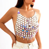 Handmade Backless Colorful Sequins Body Chain Bra