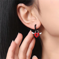 Handmade Enamel Angel Wings Heart Lock Huggie Hoop Earrings