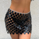 Handmade Glitter Sequins Patchwork Strappy Nightclub Party Mini Skirt