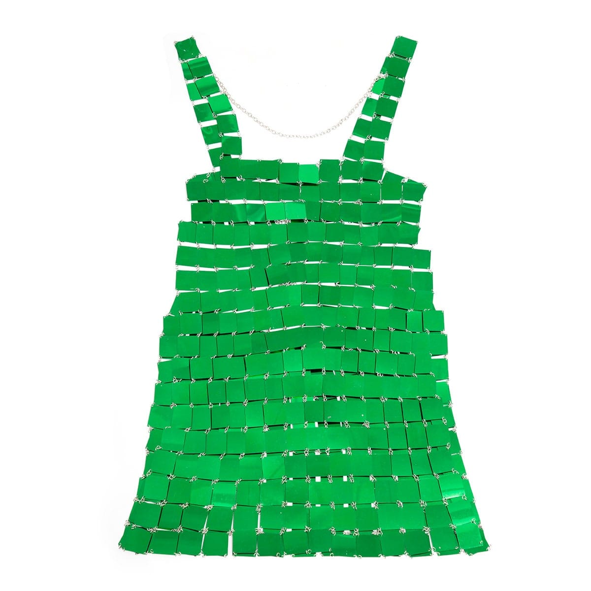 Handmade Green Square Sequins Patchwork Rave Party Mini Dress