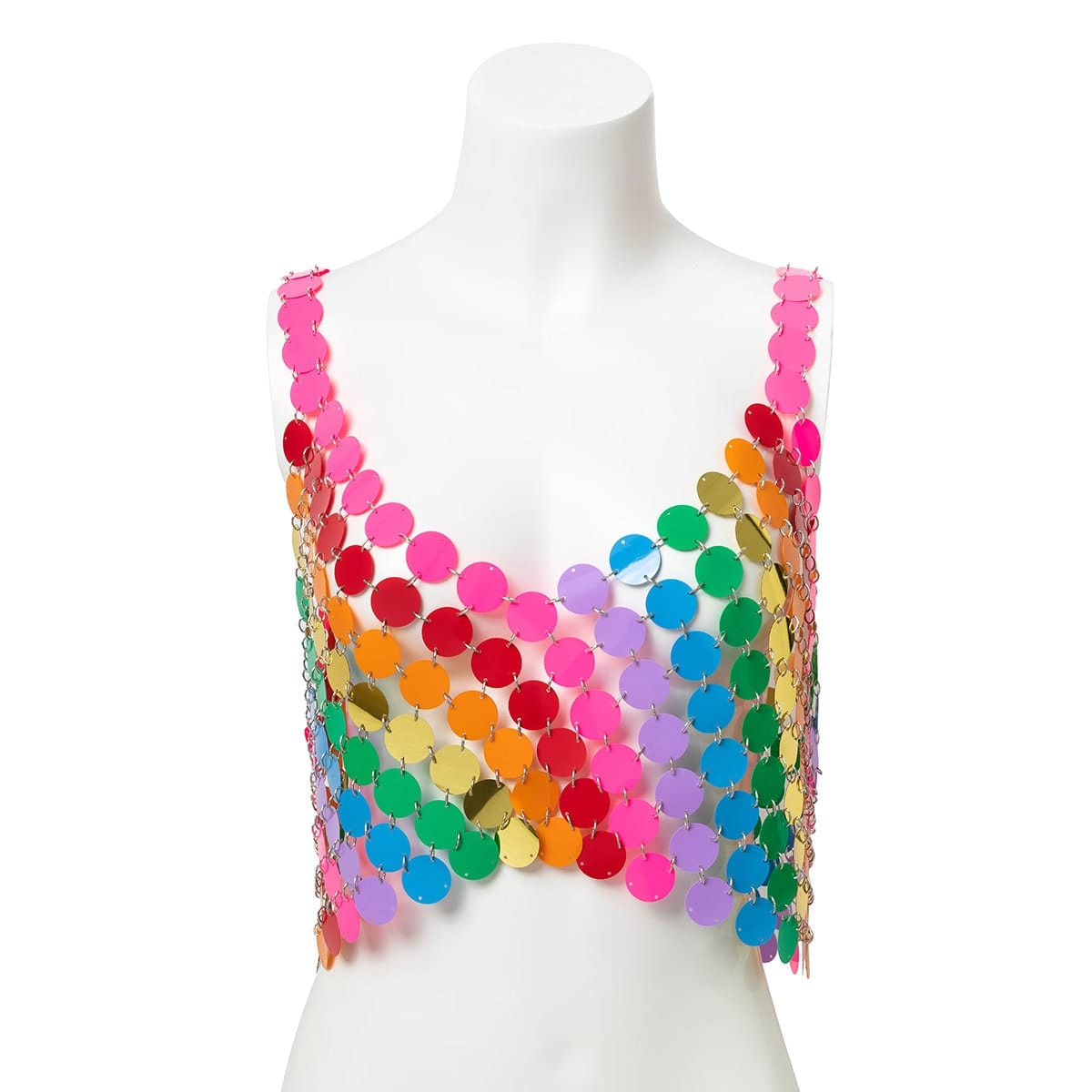 Handmade Rainbow Glitter Sequins Sleeveless Tank Top