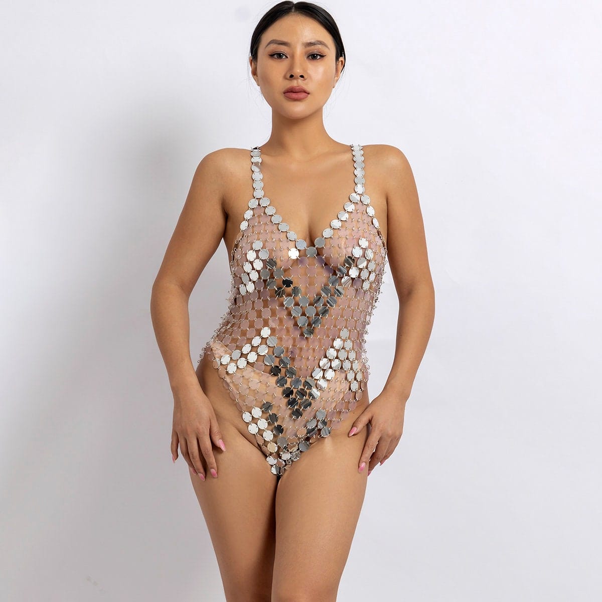 Handmade Transparent Squamous Bikini Sequin Dress