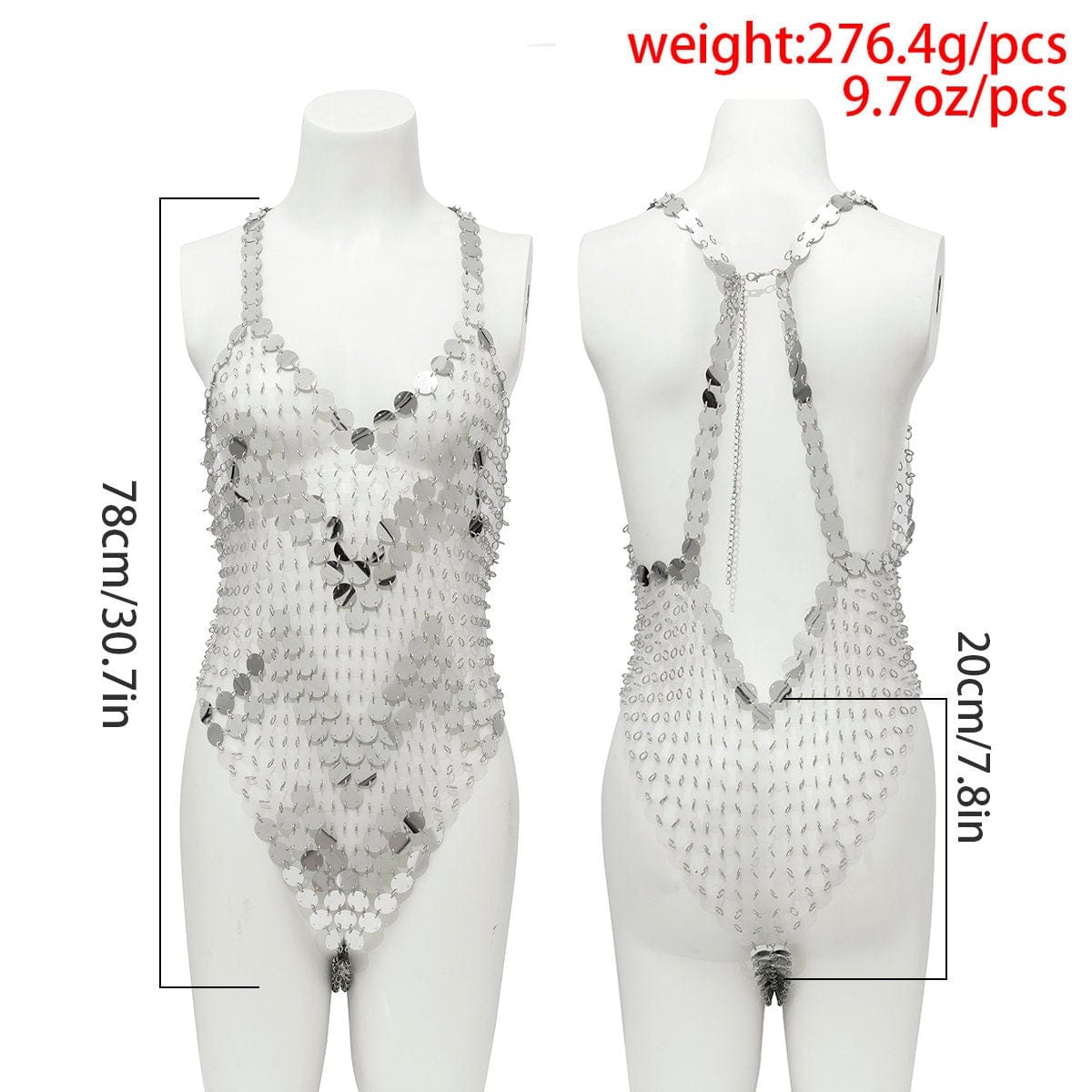 Handmade Transparent Squamous Bikini Sequin Dress