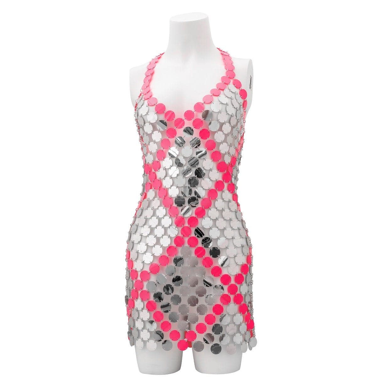 Handmade Two-tone Sequins Patchwork Rave Party Mini Dress
