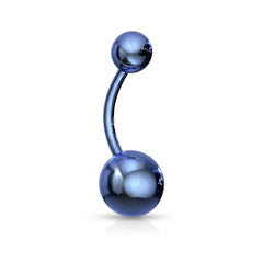 High Polished 316L Surgical Steel Blue PVD Belly Button Navel Ring