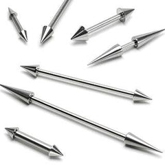 High Polished 316L Surgical Steel Double Spike Straight Barbell
