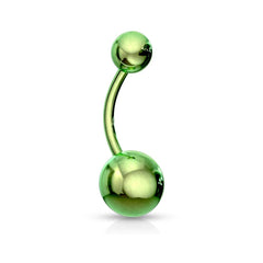 High Polished 316L Surgical Steel Green PVD Belly Button Navel Ring