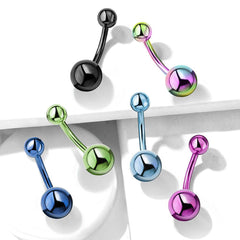 High Polished 316L Surgical Steel Green PVD Belly Button Navel Ring