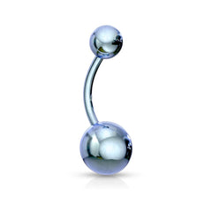 High Polished 316L Surgical Steel Light Blue PVD Belly Button Navel Ring