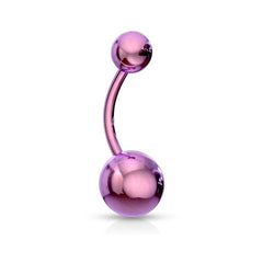 High Polished 316L Surgical Steel Purple PVD Belly Button Navel Ring