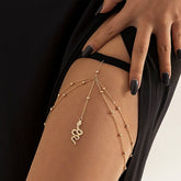 Boho Gold Silver Tone Layered Snake Charm Elastic Thigh Leg Chain