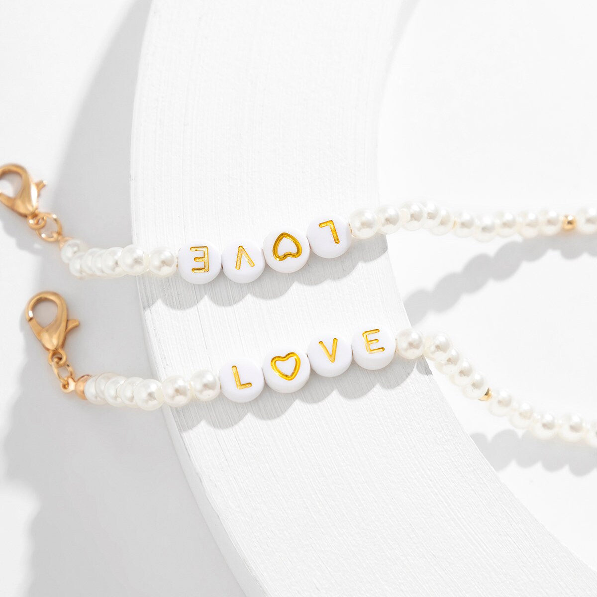 Boho LOVE Letter Charm Beaded Pearl Shoe Chain