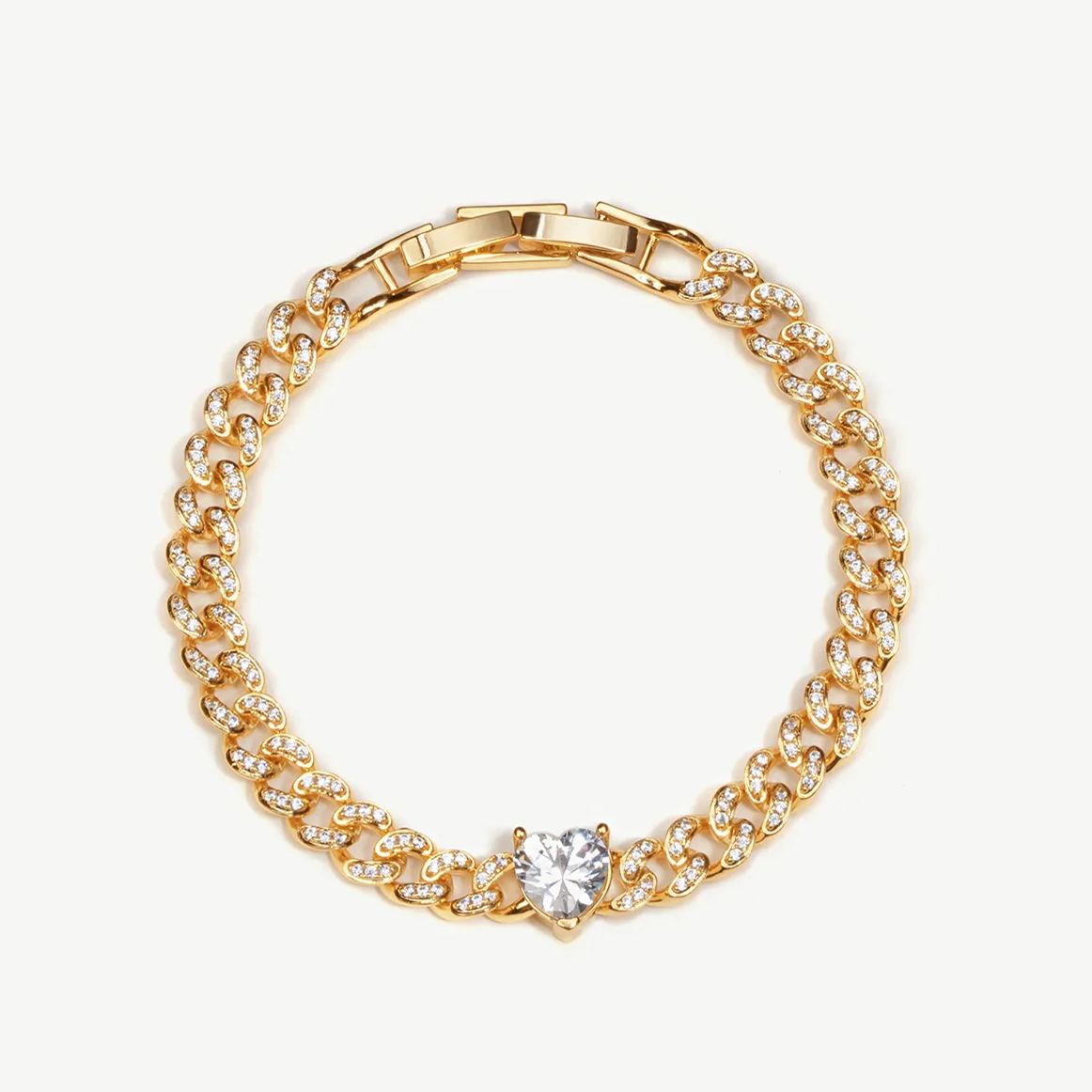 Heart Cuban Chain Bracelet