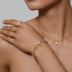 18k Gold Heart Pave Cuban Chain Bracelet