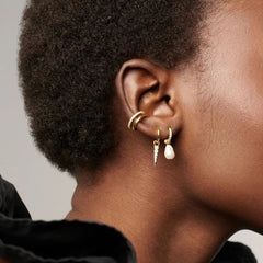 ❤️‍�Special Offer-35% OFF❤️‍�18k Gold Gemstone Freshwater Pearl Charm Hoop Earrings