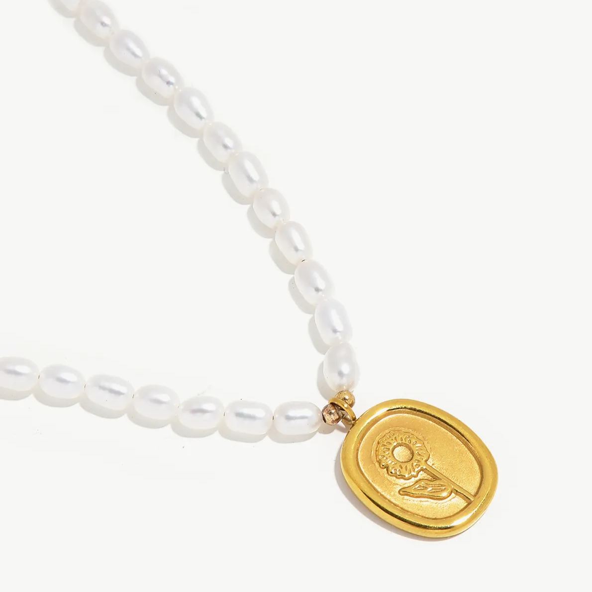 Sunflower Lucky Charm Pearl Necklace