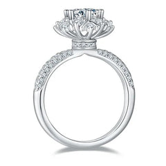 Phoenix Flower S925 Silver Plated White Gold Moissanite Ring-1ct D Grade