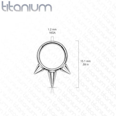 Implant Grade Titanium Black PVD Spike Hinged Septum Ring Hoop Clicker