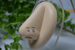 Implant Grade Titanium Black PVD Threadless Push In Flat Back White Prong CZ Nose Ring Stud