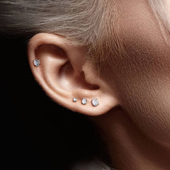 Implant Grade Titanium Black PVD Threadless Push In Labret Flat Back CZ Stud