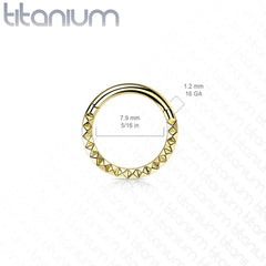 Implant Grade Titanium Gold PVD Ridged Design Hinged Hoop Septum Clicker Ring