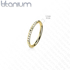 Implant Grade Titanium Gold PVD Ridged Hinged Hoop Clicker Ring