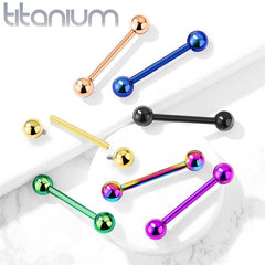 Implant Grade Titanium Internally Threaded Purple PVD Straight Barbell