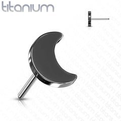 Implant Grade Titanium Threadless Push In Tragus/Cartilage Black PVD Crescent Moon Stud With Flat Back