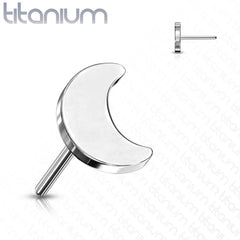 Implant Grade Titanium Threadless Push In Tragus/Cartilage Crescent Moon Stud With Flat Back