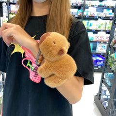 Kawaii Plush Capybara Pops Clap Ring Wristband
