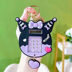 Kuromi Calculator Keychain with Backside Maze