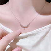 Lace Hollowed-out Pattern Cubic Zirconia Inlaid Chain Necklace