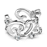 Linked Heart CZ Fake Non Piercing Brass Ear Cuff